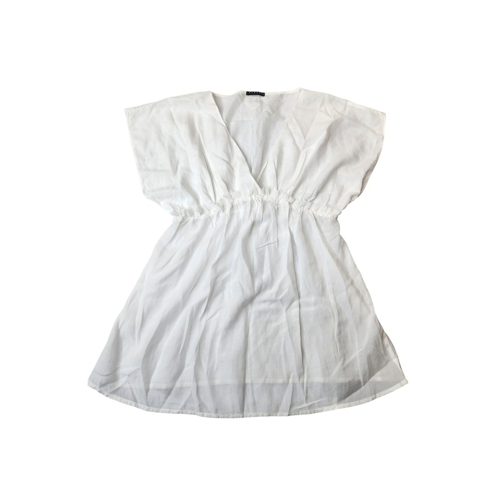 Sisley Sleeveless Sheer Tunic S White Ethereal Fairycore Empire Waist Coastal